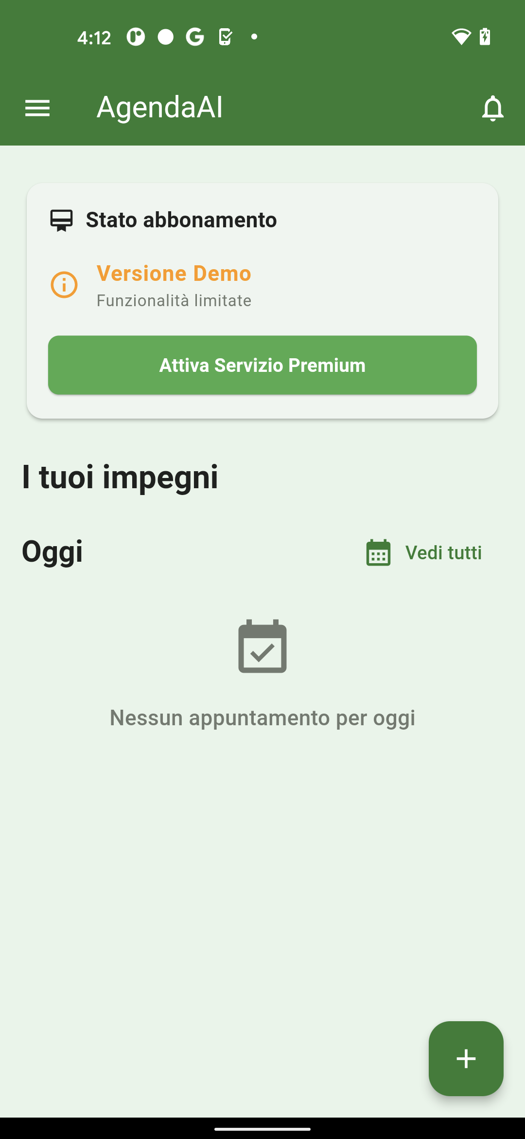 Schermata Agenda AI - Calendario