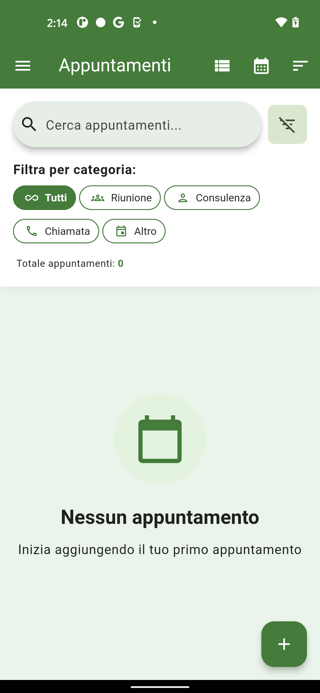 Schermata Agenda AI - Assistente AI